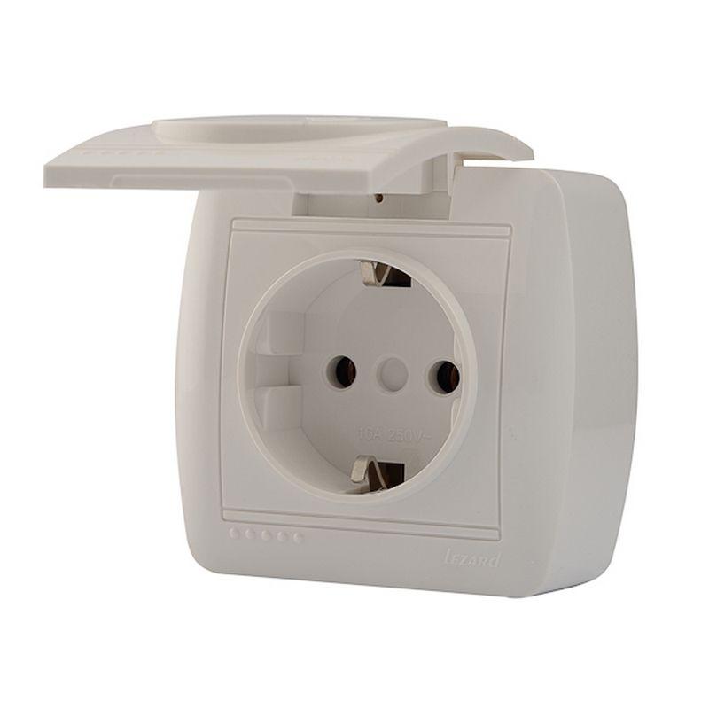 Lezard  Demet  Белый Розетка с заземляющими контактами с крышкой 711-0200-123