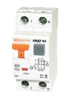 Дифференциальный автомат  2П  10А   30мА  TDM  АВДТ-63  характеристика С