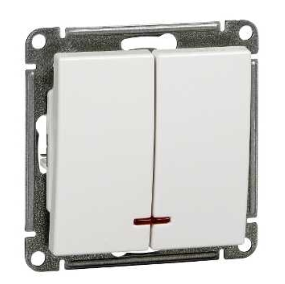 Schneider Electric Wessen59 Белый Выключатель 2-клавишный с подсветкой 10АХ, механизм, VS510-251-1-86